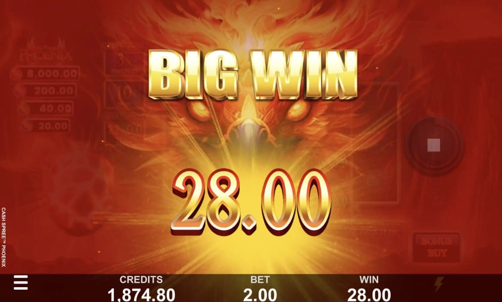 Cash Spree Phoenix slot win