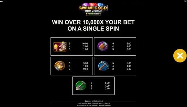 Give Me Gold Mine n' Shine Slot Bonus