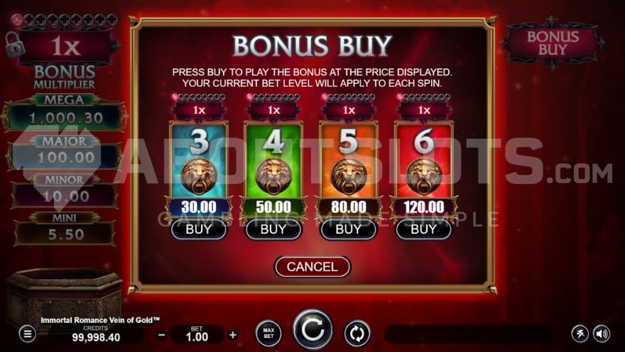Immortal Romance Vein of Gold slots