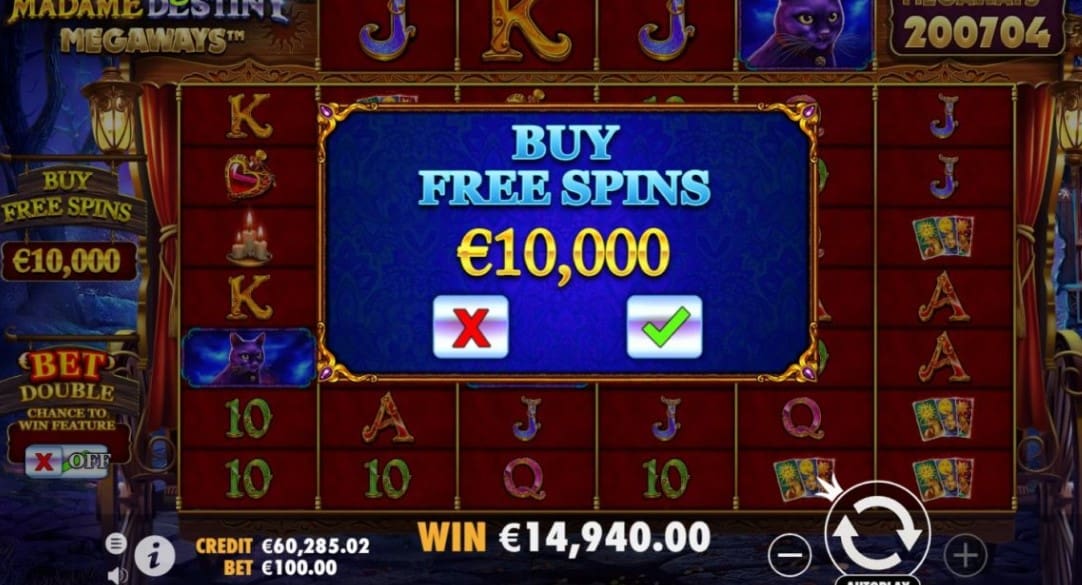 Madame Destiny Megaways slot win